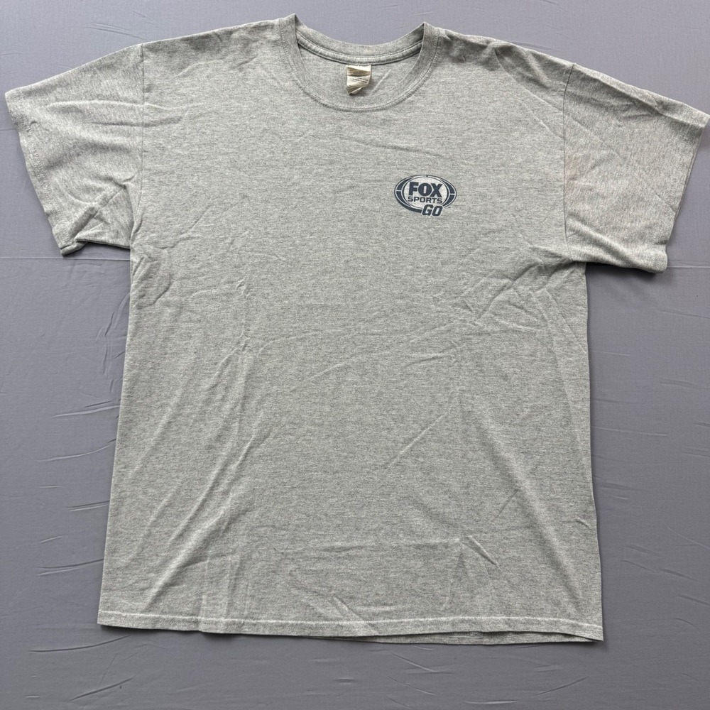 Gildan Fox Sports‎ Go T-Shirt Mens Large Gray Short Sleeve Heavy Cotton Graphic